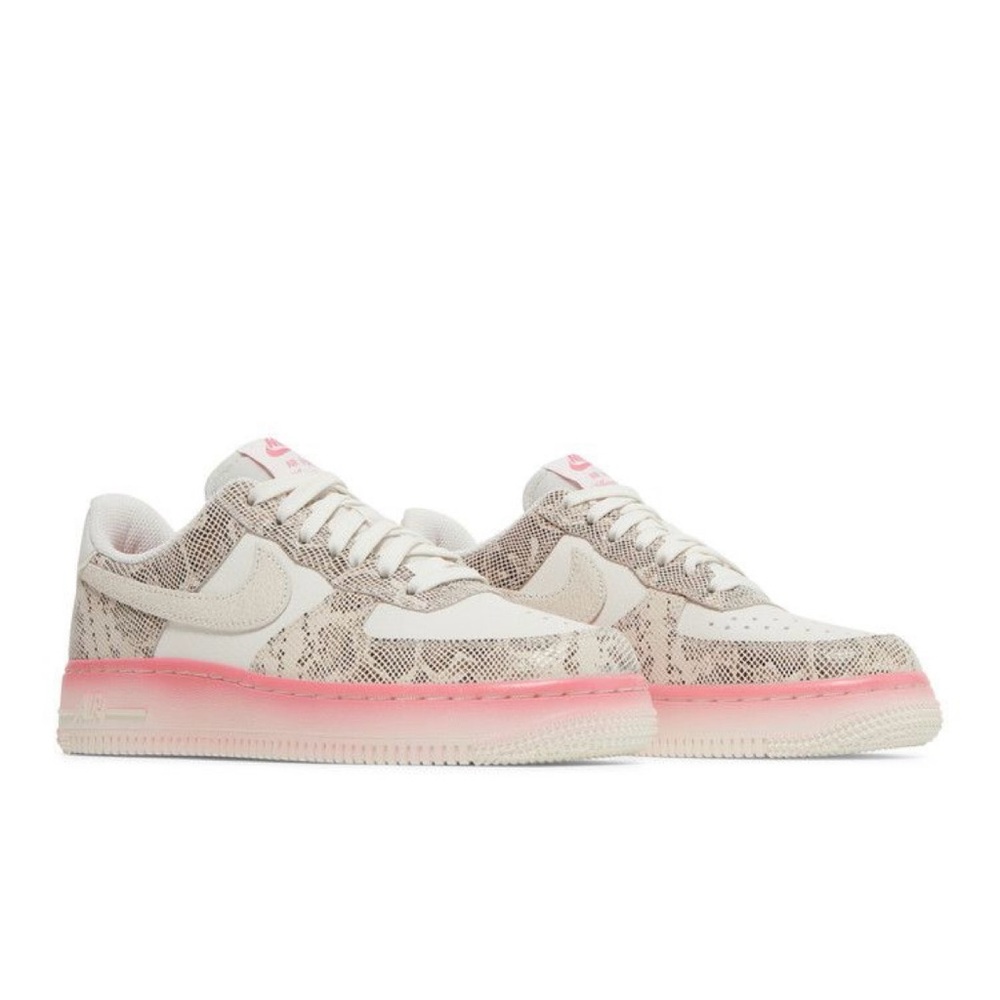 Nike White and Pink Snakeskin Air Force 1 Sneakers